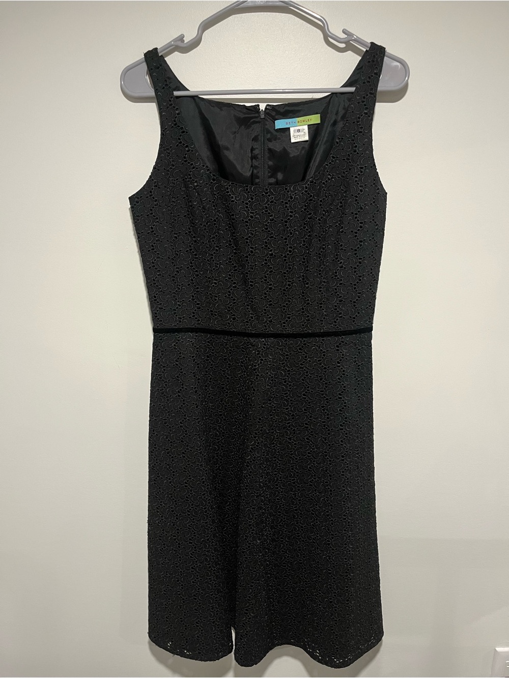 Beth Bowley Black Sleeveless Lace Mini Dress